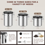 ShanSon Coffee Canister Airtight Coffee Container Stainless Steel Coffee Bean Storage Container with Scoop Coffee Canister for Beans Grounds Sugar Flour Tea Cereal,11OZ,Silver