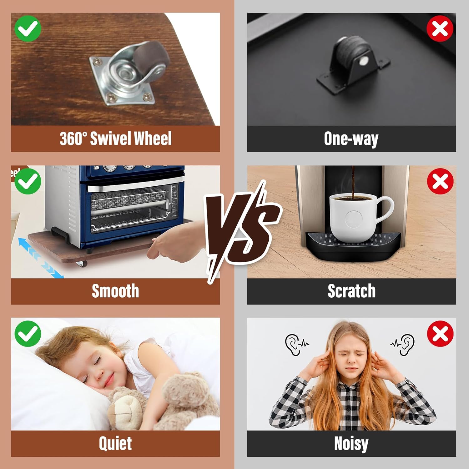 360° Appliance Slider Sliding Tray, Coffee Maker Rolling Tray for Counter Under Cabinet Coffee Pot Mat for Espresso Machine, Toaster, Air Fryer, Quiet Wheels, Black (Large 15.7"×13")