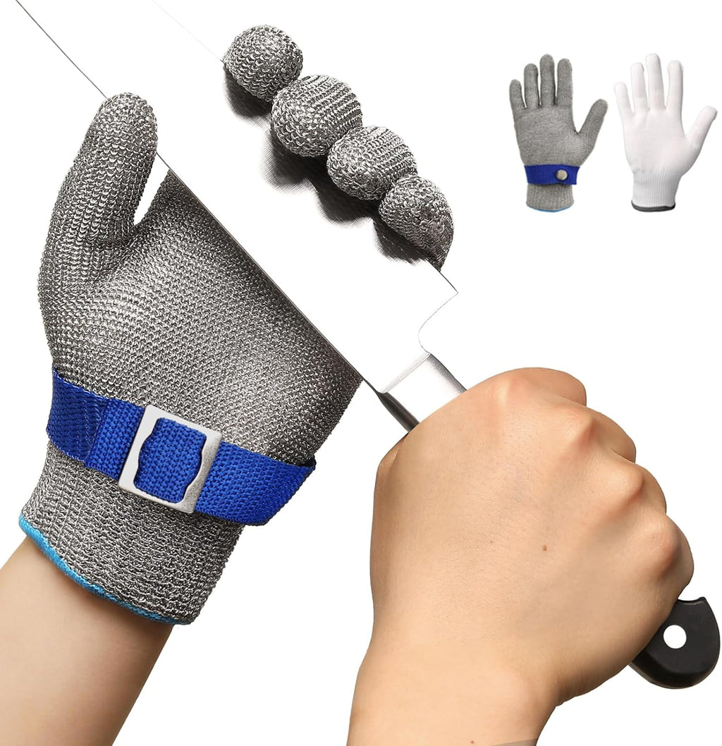 Schwer ANSI A9 Cut Resistant Glove, Food Grade Stainless Steel wire Mesh Metal Gloves, Knife Cutting Gloves for kitchen Mandoline Slicing Butcher Meat Cutting Oyster Shucking Fish Fillet（S, 1 PCS）