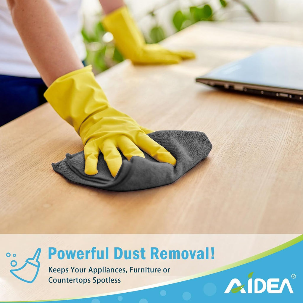 AIDEA Microfiber Cleaning Cloth Grey 24PK, Microfiber Towels for Cars, Premium Car Cloths, Dusting Cloth Lint Free Cleaning Rags for SUVs, House, Kitchen, Window, Workshops,11.5×11.5"