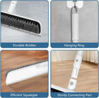 SetSail Floor Scrub Brush with 48-Inch Long Adjustable Handle 2 in 1 Scrape Brush Stiff Bristle Floor Scrubber for Cleaning Shower Bathroom Garage Kitchen Wall Deck Tub Tile