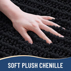 Arotive Luxury Chenille Bathroom Rug Mat, Extra Soft Thick Absorbent Shaggy Bath Rugs, Non-Slip Machine Wash Dry, Plush Bath Mats for Bathroom, Shower and Tub, 50x30, Black