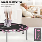 40" Fitness Trampoline with Adjustable Handle Bar Silent Mini Trampoline Bungee Rebounder Jumping Cardio Trainer Workout for Adults - Maximum Load 150 kg