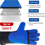 TICONN Welding Gloves, 1000°F Heat-Resistant Fireproof Leather Gloves for Welders, Stick, Forge, Mig, Tig, BBQ, Baking, Oven