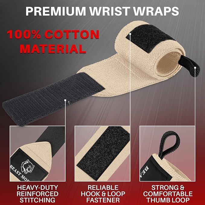 TECEUM Weightlifting 18" & 12" Wrist Wraps with Thumb Loop – Heavy Duty Wrist Workout Braces for Men and Women – Ideal for Powerlifting, Strength Training, Bodybuilding