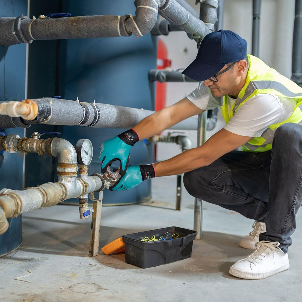 KAYGO Waterproof Work Gloves for Men and Women, Rubber Coated Non-slip Working Gloves for Garden, Outdoor Construction,KG150,Blue,S