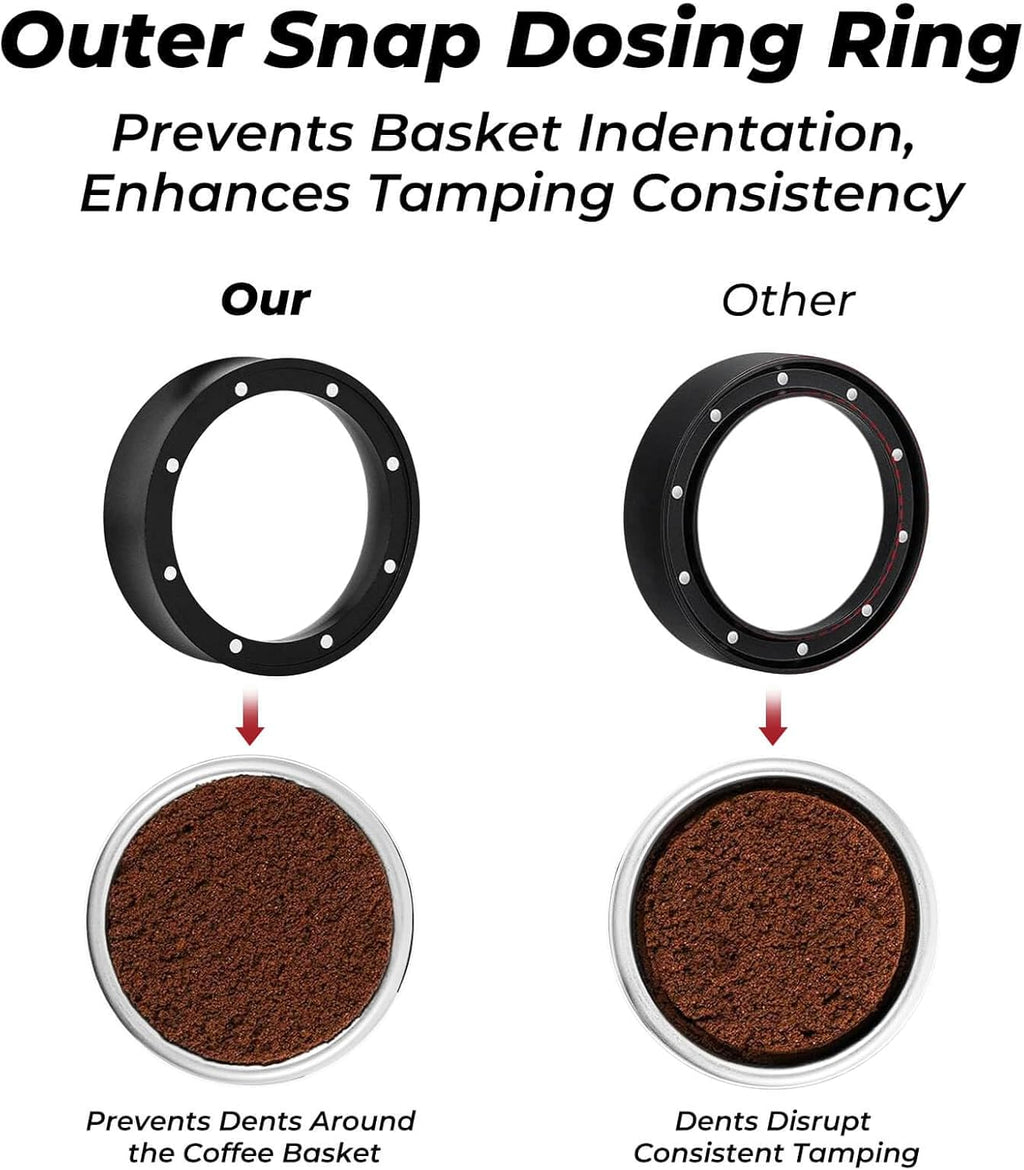 51mm Magnetic Dosing Funnel and Puck Screen Set - Espresso Coffee Dosing Ring, 19mm Anodized Aluminum with 8 Neodymium Magnets Compatible with 51mm CASABREWS/Delonghi Decica Portafilter (Black)