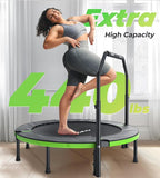 BCAN 40"/48" Foldable Mini Trampoline, Rebounder Trampoline for Adults, U/T Shape Adjustable Foam Handle, Exercise Rebounder for Adults Indoor/Garden Workout, Max Load 330lbs/440lbs
