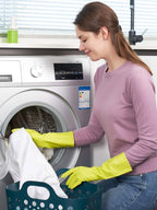 LANON 3 Pairs wahoo Skin-Friendly Cleaning Gloves, Dishwashing Kitchen Gloves with Cotton Flocked Liner, Reusable, Non-Slip, Bud Tender, Small