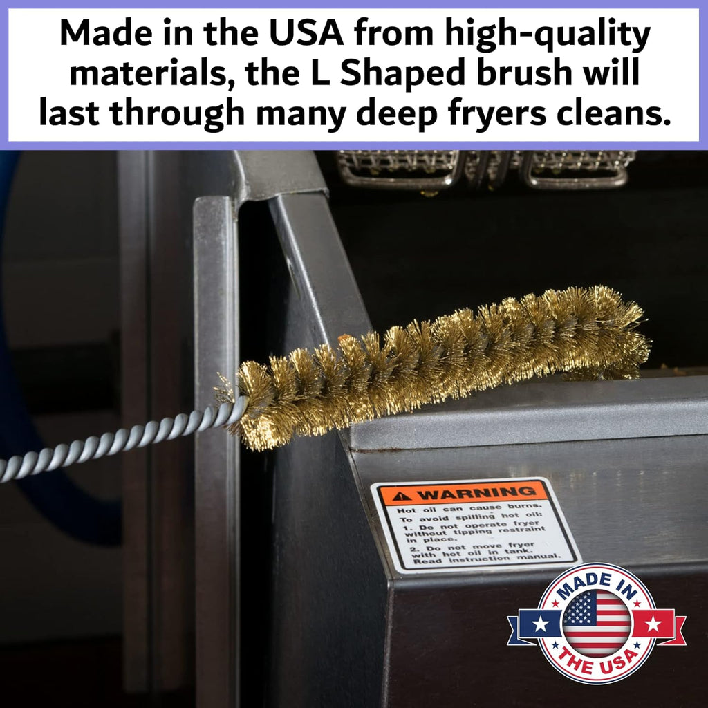 4-Pack L-Shaped Deep Fryer Cleaning Brush, Up to 750F High Heat Resistant Metal Bristles Fryer Cleaning Brush for Food Debris & Grease in Kitchen & Restaurants Deep Fryers Coil by FryOilSaver Co. B53C