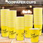 Smygoods Disposable Coffee Cups, To Go Paper Hot Cups, Good Morning Design (12 OZ, 100 Count) For Hot Beverages, Coffee, Tea, Espresso, Cocoa - Vasos Para Cafe