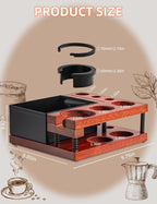 Espresso Tamping Station, Wood Knock Box with Self Leveling Spring Magnetic 51 to 58mm Portafilter Fit Tool Dock for Home Baristas, Coffee Shops