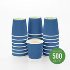 Restaurantware 4 Ounce Ripple Wall Disposable Coffee Cups, 500 Insulated Blue Paper Tumblers with Rolled Rim Design, Lids Sold Separately for Hot Drinks like Tea, Hot Chocolate and More