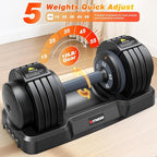 XDDIAS Adjustable Dumbbell Set of 2, 25/55/80LB Dumbbell Set-1Sec Adjustable Weights-5/10 in 1 Free Weights Dumbbells Set with Effortless Tray/No-Slip Handle-Compact Size for Women/Men at Home Gym