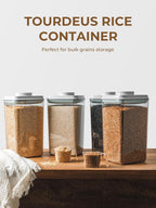 4 Pack Airtight Food Storage Containers with One-Hand Pop Lid, 4.23Qt Rice & Grain Organizer Set with Measuring Scoop, Stackable BPA-Free Kitchen Pantry Bins for Flour, Rice, Cereal, Pet Food