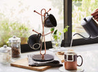 JEmarble Mug Holders with Copper Plated Standing(Black) Countertop Mug Tree, Coffee Mugs & Tea Cup Storage Rack, Coffee Counter Bar Accessory & Kitchen Organizer