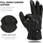 Leather Work Gloves for Men & Women, Reinforced Durable Gardening Gloves,Cowhide Work Gloves,Puncture & Cut Resistant
