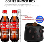 Coffee Knock Box, Espresso Knock Box with Barista Towels, Coffee Grounds Container Disposal,Removable Knock Bar and Non-Slip Base, Espresso Machine Accessories,Black, JDHAVMOS