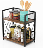 Aduanbang Coffee Bar Accessories Organizer, Seasoning Organizer, 2 Tier Wooden Kitchen Counter Shelf, Coffee Organizer Station for Countertop, Coffee Condiment Rack for Mugs, Cups, Cream, Syrup