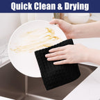 Homaxy Microfiber Waffle Weave Kitchen Towels, 16 x 28 Inch Ultra Absorbent and Solid Color Dish Towels, 6 Pack, Black