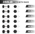 RitFit 5-650 LBS PVC Encased Hex Dumbbell Sets with Optional Rack for Home Gym, Hand weight with Chrome Handle for Strength Training, Workouts