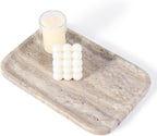 Marble Vanity Trays, Travertine Bathroom Tray, Decorative Tray for Dresser Countertop, Grey Stone Serving Holder for Kitchen, Storage Trays for Perfume, Jewelry Candle Organizer