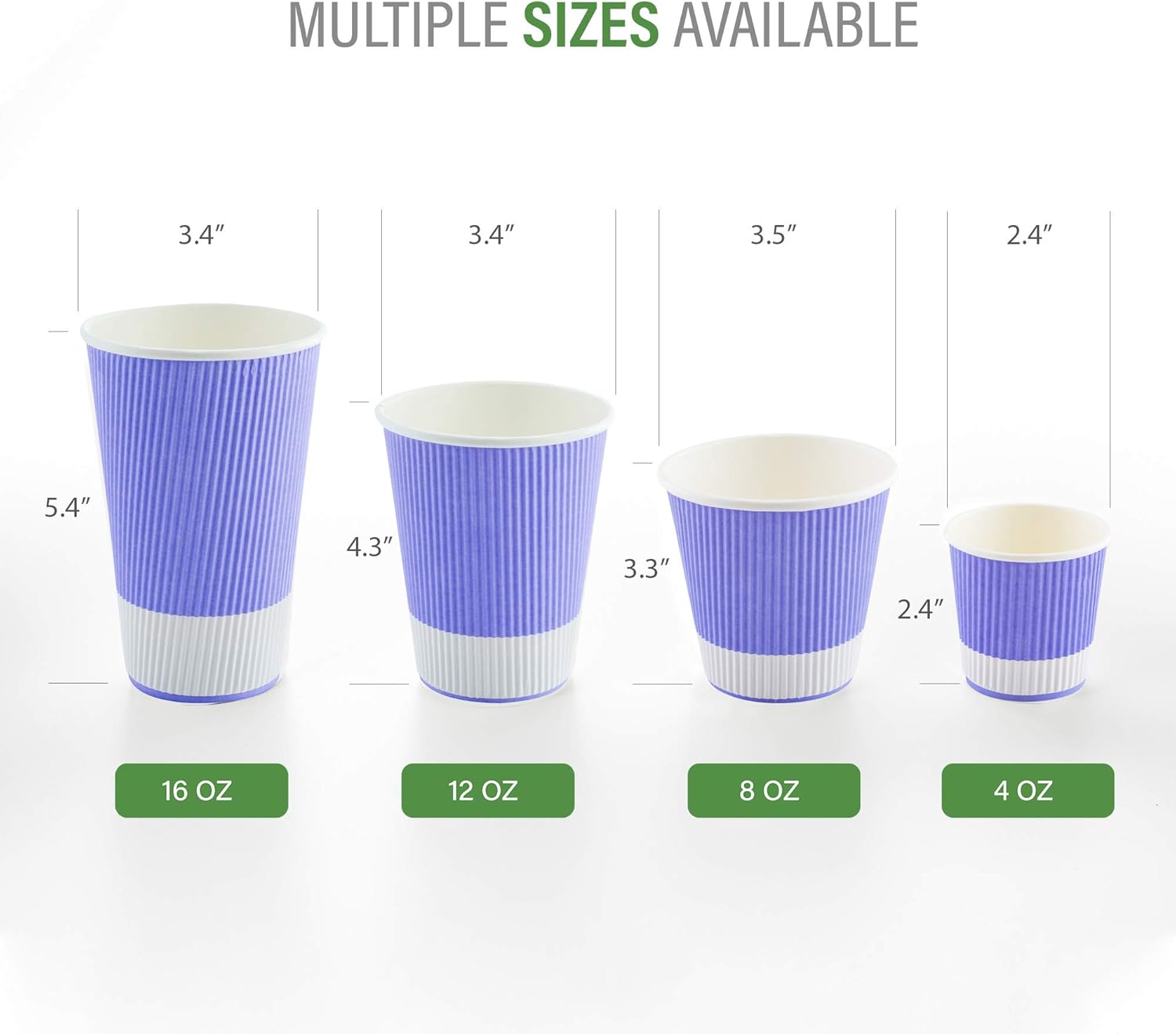 Restaurantware 16 Ounce Paper Cups Pack of 25 Ripple Wall Disposable Cups â€“ Leakproof, Recyclable, Light Purple Insulated Hot Beverage Holders with Matching Lids Available for Purchase Separately