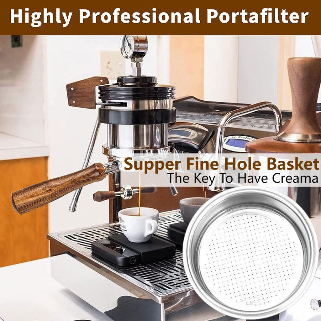 54mm Coffee Bottomless Portafilter, Compatible with Breville Barista Bes 870/878/880/876/840/810/500/450 Replacement Parts Bottomless Portafilter(Black)