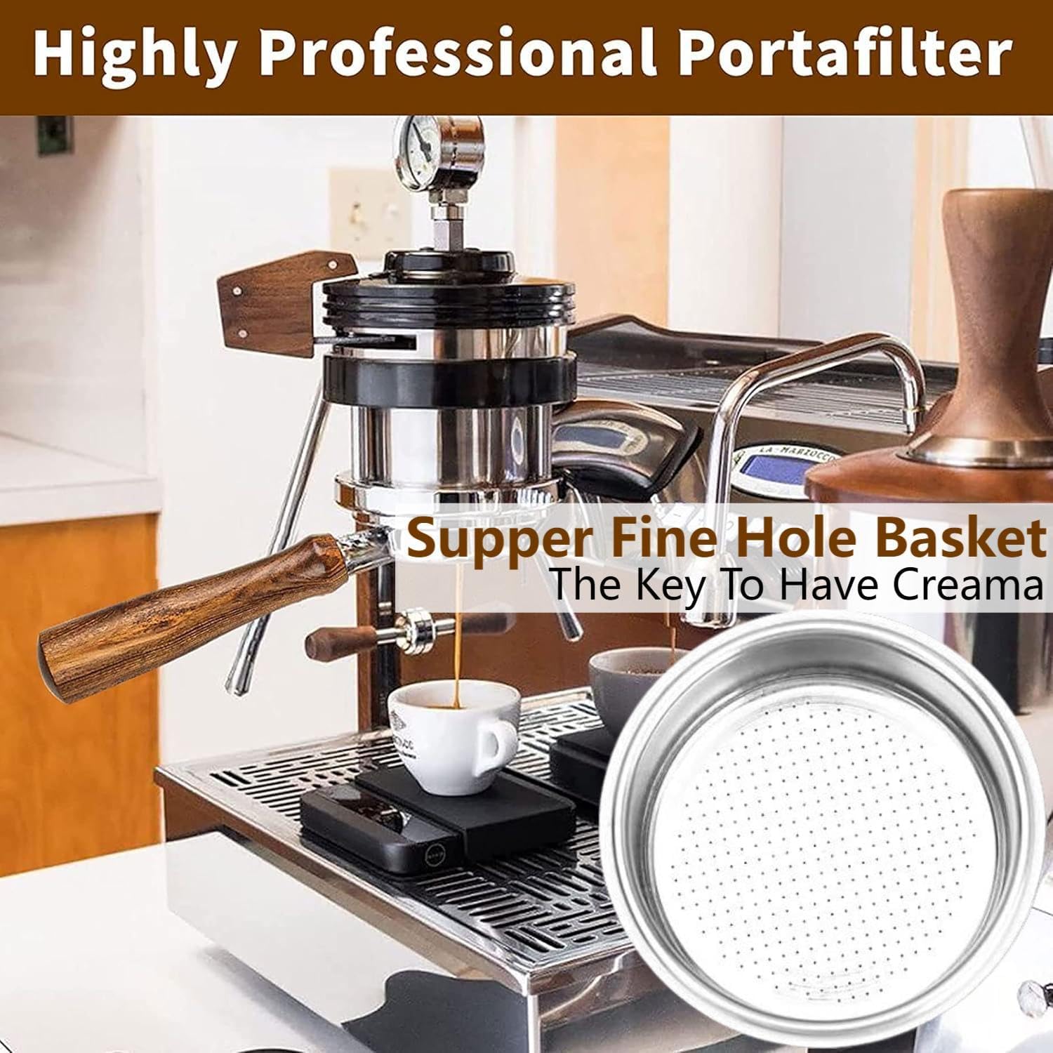 54mm Coffee Bottomless Portafilter, Compatible with Breville Barista Bes 870/878/880/876/840/810/500/450 Replacement Parts Bottomless Portafilter(Black)