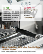 54mm Bottomless Portafilter, 3 Ears Bottomless Naked Portafilter Compatible with Breville/Sage Barista Express BES870/876/878/880/881/450/500/810/840, with Puck Screen and 18g Filter Basket