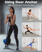Zacro Resistance Bands, 6 Resistance Levels Pull Up Assistance Bands, Exercise Bands for Men&Women, Heavy Duty Resistance Band Set with Door Anchor, for Working Out, Muscle Training, Physical Therapy