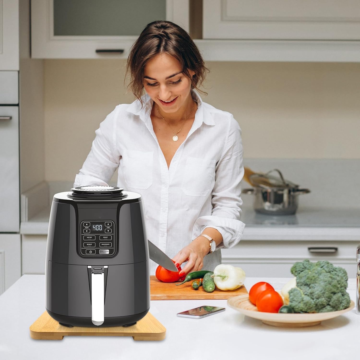 360° Rolling Tray Bamboo Appliance Slider, Appliance Sliders for Kitchen Appliances Sliding Tray for Coffee Maker Appliances Mat Easily from Under The Cabinet Natural(13.9"×9.4")