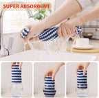 Homaxy 18 Pack Kitchen Dish Cloths, Ultra Soft and Absorbent Dish Towels, Reusable Fast Drying Microfiber Cleaning Cloth, Coral Velvet Wave Design No-lint, 10 x 10 inches, Navy Blue