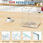 Cup and Lid Holder, 4 Compartment, Square | Rotating Coffee Cup Dispenser Lid Carousel for Restaurant, Buffet, Coffee Station, Bar, Countertop, Clear Acrylic