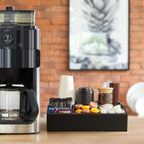 Black Coffee Station Organizer for Countertop, Coffee Bar Accessories and Organizer, Coffee Pod Holder Storage Basket for K Cup Sugar Tea