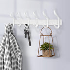 White Wall Hooks Heavy Duty, 17 Inch Coat Hooks Wall Mount with 6 Hooks,2 Packs Wall Hooks Hangers for Entryway, Bathroom - for Hanging Backpack, Bag, Coat, Purse, Hat, Towel, Clothes