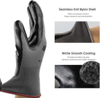 ANDANDA Smart Touch Work Gloves - 12 Pairs, 3D Comfort Stretch Fit, Nitrile Coated with Grip, Seamless Knit Nylon, Suitable for Warehousing, Logistics, Handling, Black (S)