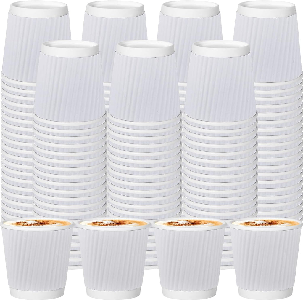 120 Pack Paper Espresso Coffee Cups, 4 oz Disposable Coffee Cups,Corrugated Insulated Ripple Wall, Paper Ripple Cup for Coffee, Hot Chocolate and Hot Tea Drinks -White