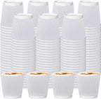 120 Pack Paper Espresso Coffee Cups, 4 oz Disposable Coffee Cups,Corrugated Insulated Ripple Wall, Paper Ripple Cup for Coffee, Hot Chocolate and Hot Tea Drinks -White