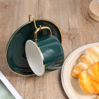 Vin Beauty 8Pcs Teacup Holder Display Stand Tea Cup and Saucer Display Stand Holder Metal China Coffee Mug Cup Storage Organizer 6.22 X 2.44 Inches Gold Metal Teacup Hanger Tray Rack for Plate Teapot