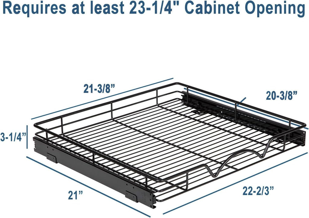 HOLDN’ STORAGE Pull Out Cabinet Organizer, Heavy Duty Caddy w/Lifetime Limited Warranty -22”W x 21”D - Requires At Least 23-1/4” Cabinet Opening, Steel Metal Cabinet Drawers Slide Out, Black
