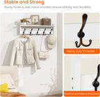 Homode Wall Shelf with Hooks, 24 Inch Coat Rack with Tri Hooks, Farmhouse Entryway Floating Coat Hanger with Storage for Bathroom, Entry Way, Mudroom, White