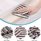 Homaxy 18 Pack Kitchen Dish Cloths, Ultra Soft and Absorbent Dish Towels, Reusable Fast Drying Microfiber Cleaning Cloth, Coral Velvet Wave Design Lint Free, 10 x 10 inches, Brown