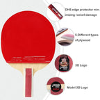 DHS Ping Pong Paddles Professional Table Tennis Racket with Hurricane Rubber Carrying Case - ITTF Approved Rubber for Tournament Play