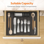 Lifewit Silverware Drawer Organizer, Expandable from 11 to 18 inches, Utensil Tray for Kitchen, BPA Free Flatware Cutlery Holder, Adjustable Plastic Storage for Spoons Forks Knives, Large, Black