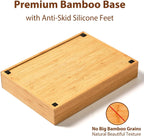 Umilife Bamboo Kitchen Drawer Organizer, 11 Inch Silverware Utensils Tray Holder with Grooved Dividers, 2.4" High Wood Caddy for Flatware Cutlery Knives