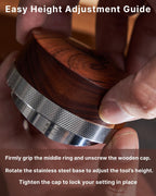 Espresso Distribution Tool 58mm Coffee Distributor Rosewood Adjustable Depth Stainless Steel Espresso Leveler Premium Espresso Machine Accessories For Coffee Bar