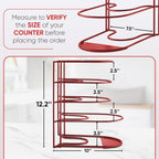 Heavy-Duty Pots and Pans Organizer | 5-Tier Cookware & Lid Storage Rack | Free-Standing or Wall-Mount | Kitchen Organizer for Cast Iron Skillets, Pots, Frying Pans, Lids | Red