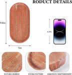 Koville Turkish Red Travertine Tray, 10" x 5" Vanity Decorative Marble Tray for Bathroom, Home Décor Trays for Countertop Organizer, Catchall Trays for Perfume, Candles, Jewelry