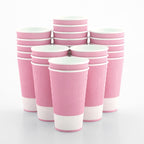 Restaurantware 16 Ounce Ripple Wall Disposable Coffee Cups, 500 Insulated Light Pink Paper Tumblerss for Hot Drinks like Tea and More, Rolled Rim Design, Lids Sold Separately
